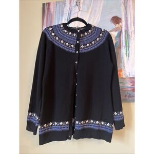 VINTAGE Brooks Brothers Sz M-L Sweater Womens Blue Lambswool Cardigan GOOD